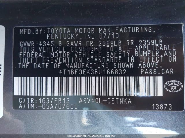 Photo 8 VIN: 4T1BF3EK3BU166832 - TOYOTA CAMRY 