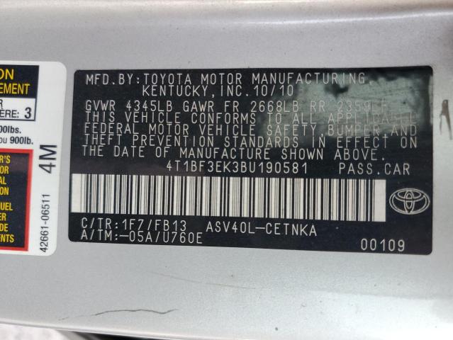 Photo 11 VIN: 4T1BF3EK3BU190581 - TOYOTA CAMRY BASE 