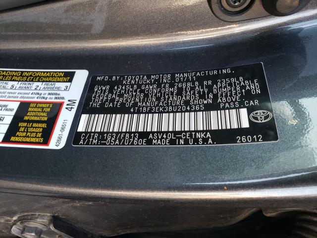 Photo 9 VIN: 4T1BF3EK3BU204365 - TOYOTA CAMRY BASE 