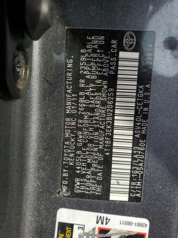 Photo 11 VIN: 4T1BF3EK3BU206259 - TOYOTA CAMRY 