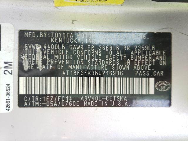 Photo 9 VIN: 4T1BF3EK3BU216936 - TOYOTA CAMRY 