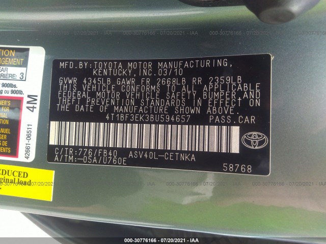 Photo 8 VIN: 4T1BF3EK3BU594657 - TOYOTA CAMRY 