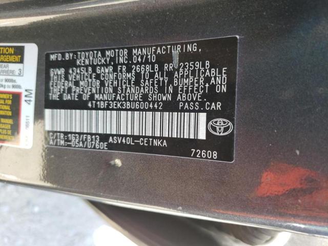 Photo 9 VIN: 4T1BF3EK3BU600442 - TOYOTA CAMRY BASE 