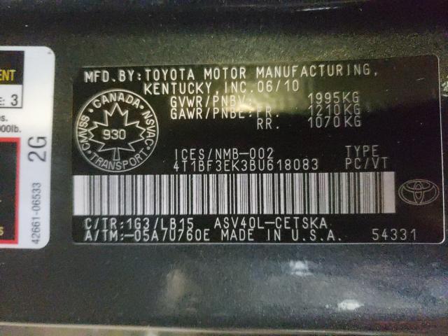 Photo 9 VIN: 4T1BF3EK3BU618083 - TOYOTA CAMRY BASE 