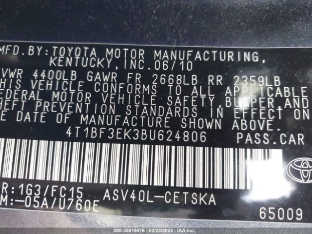 Photo 8 VIN: 4T1BF3EK3BU624806 - TOYOTA CAMRY 