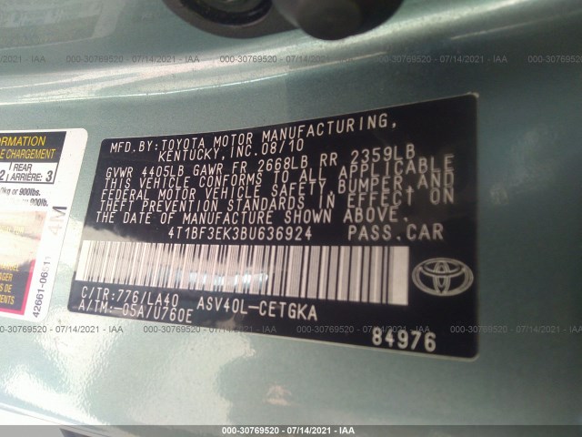 Photo 8 VIN: 4T1BF3EK3BU636924 - TOYOTA CAMRY 