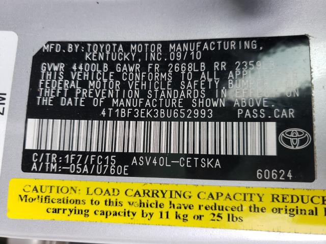 Photo 9 VIN: 4T1BF3EK3BU652993 - TOYOTA CAMRY BASE 