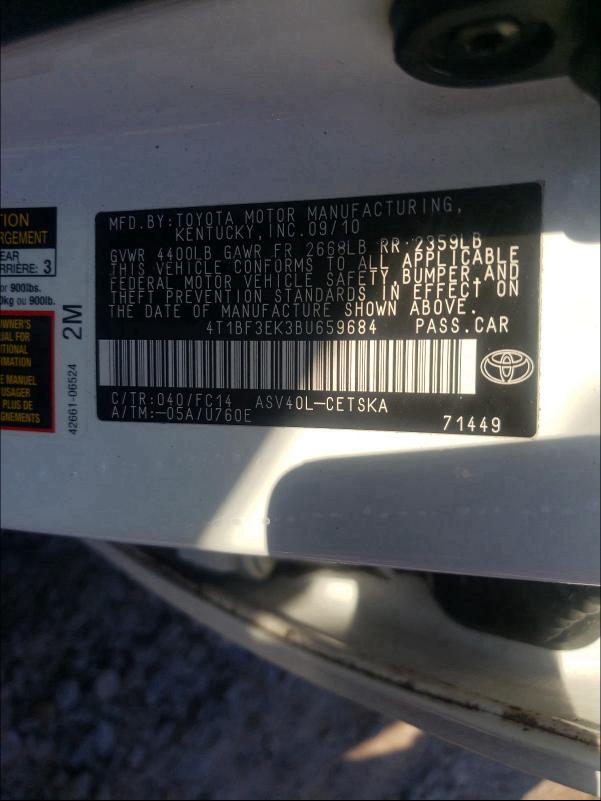 Photo 9 VIN: 4T1BF3EK3BU659684 - TOYOTA CAMRY BASE 