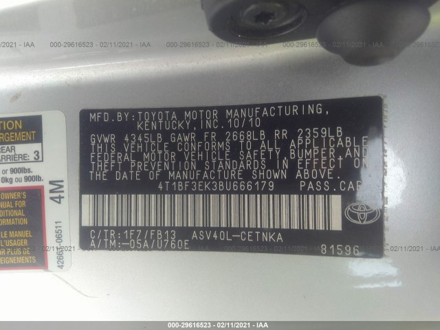 Photo 8 VIN: 4T1BF3EK3BU666179 - TOYOTA CAMRY 