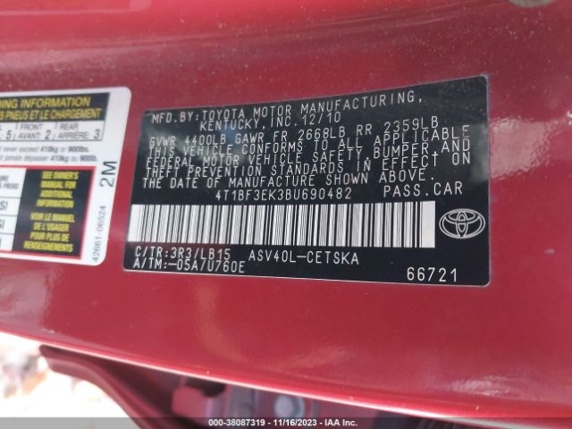 Photo 8 VIN: 4T1BF3EK3BU690482 - TOYOTA CAMRY 