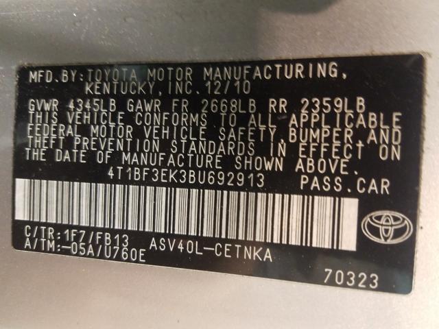 Photo 9 VIN: 4T1BF3EK3BU692913 - TOYOTA CAMRY BASE 