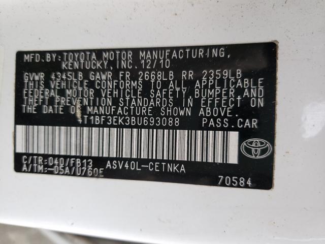 Photo 9 VIN: 4T1BF3EK3BU693088 - TOYOTA CAMRY BASE 