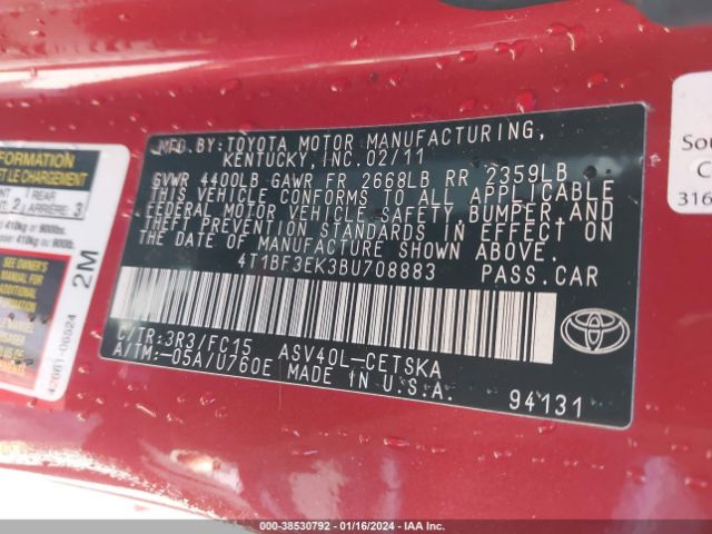 Photo 8 VIN: 4T1BF3EK3BU708883 - TOYOTA CAMRY 