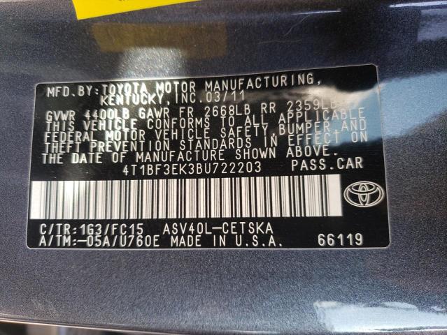 Photo 11 VIN: 4T1BF3EK3BU722203 - TOYOTA CAMRY BASE 