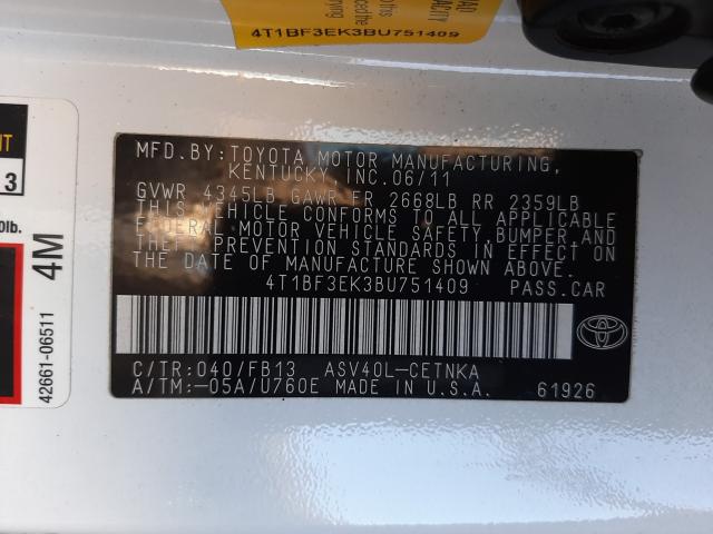 Photo 9 VIN: 4T1BF3EK3BU751409 - TOYOTA CAMRY BASE 