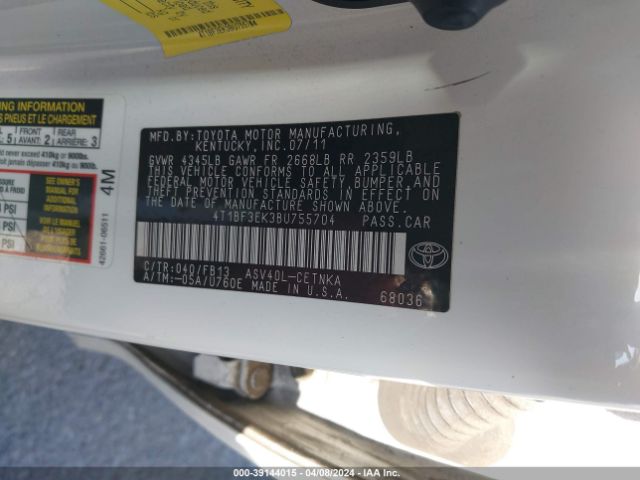 Photo 8 VIN: 4T1BF3EK3BU755704 - TOYOTA CAMRY 