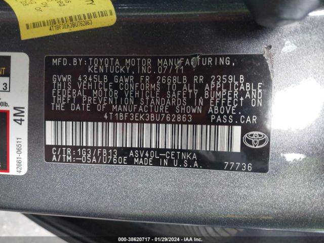 Photo 8 VIN: 4T1BF3EK3BU762863 - TOYOTA CAMRY 