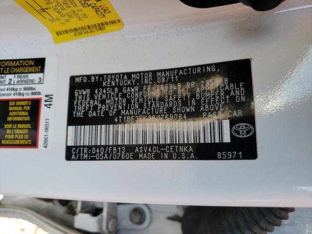 Photo 9 VIN: 4T1BF3EK3BU769084 - TOYOTA CAMRY BASE 