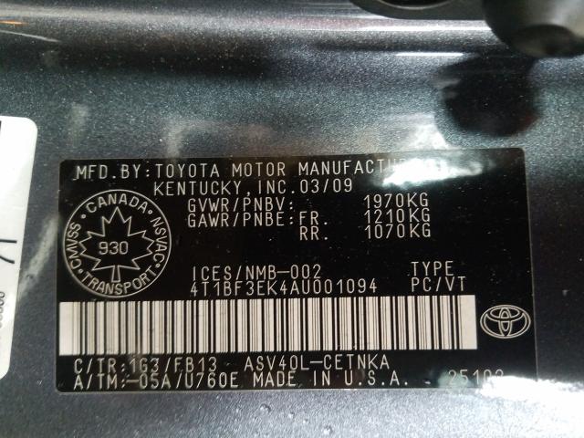 Photo 9 VIN: 4T1BF3EK4AU001094 - TOYOTA CAMRY BASE 