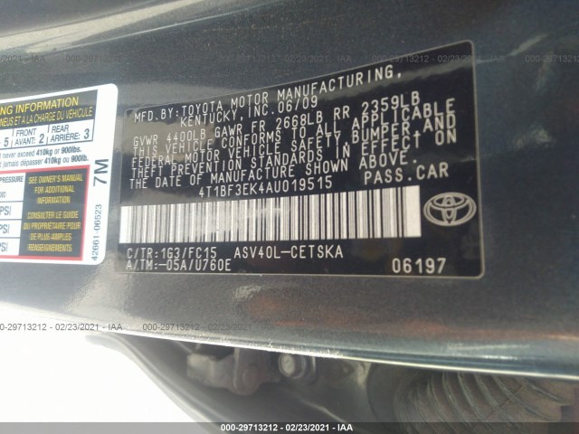 Photo 8 VIN: 4T1BF3EK4AU019515 - TOYOTA CAMRY 