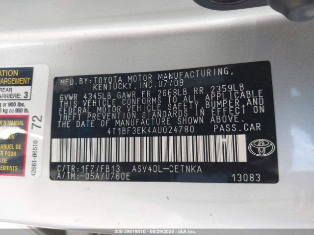 Photo 8 VIN: 4T1BF3EK4AU024780 - TOYOTA CAMRY 