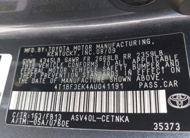 Photo 8 VIN: 4T1BF3EK4AU041191 - TOYOTA CAMRY 