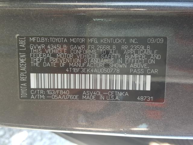 Photo 9 VIN: 4T1BF3EK4AU050778 - TOYOTA CAMRY 