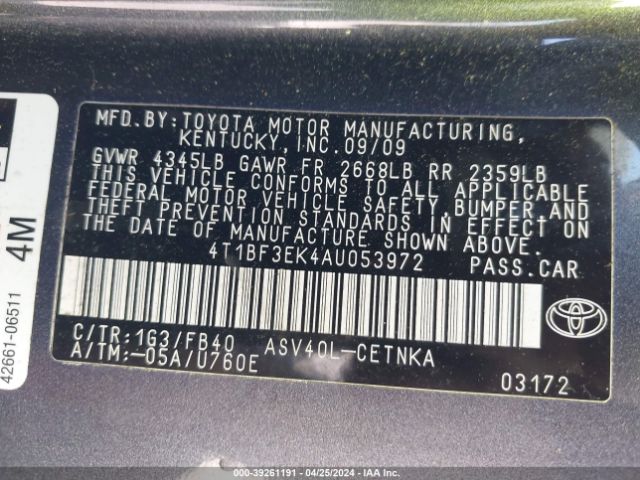 Photo 8 VIN: 4T1BF3EK4AU053972 - TOYOTA CAMRY 