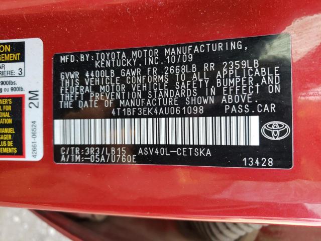 Photo 11 VIN: 4T1BF3EK4AU061098 - TOYOTA CAMRY BASE 