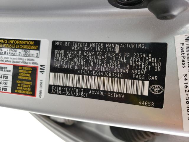 Photo 9 VIN: 4T1BF3EK4AU083540 - TOYOTA CAMRY BASE 