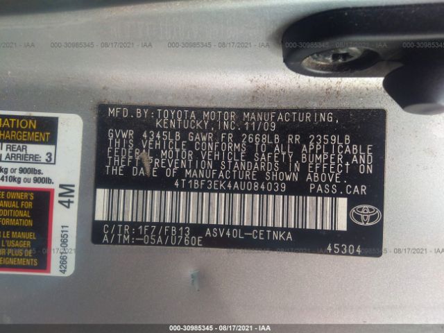 Photo 8 VIN: 4T1BF3EK4AU084039 - TOYOTA CAMRY 