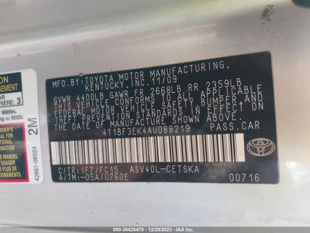 Photo 8 VIN: 4T1BF3EK4AU088219 - TOYOTA CAMRY 