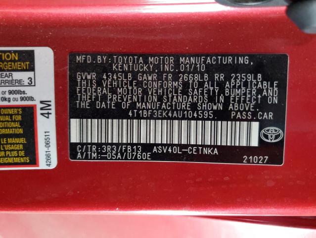 Photo 11 VIN: 4T1BF3EK4AU104595 - TOYOTA CAMRY BASE 