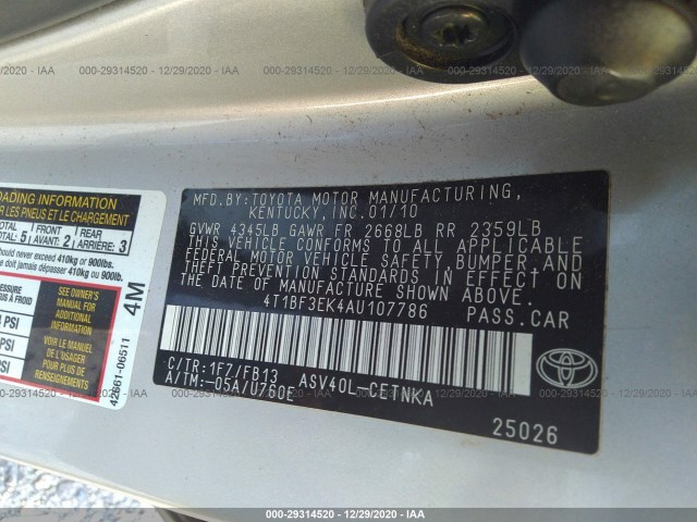 Photo 8 VIN: 4T1BF3EK4AU107786 - TOYOTA CAMRY 