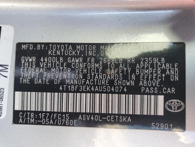 Photo 11 VIN: 4T1BF3EK4AU504074 - TOYOTA CAMRY 