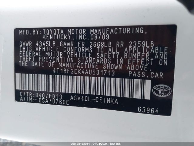 Photo 8 VIN: 4T1BF3EK4AU531713 - TOYOTA CAMRY 