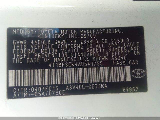 Photo 8 VIN: 4T1BF3EK4AU541755 - TOYOTA CAMRY 