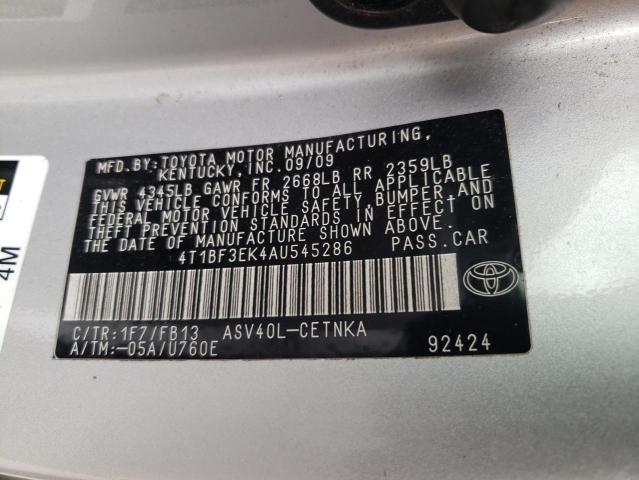 Photo 9 VIN: 4T1BF3EK4AU545286 - TOYOTA CAMRY BASE 