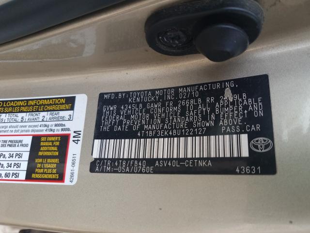 Photo 9 VIN: 4T1BF3EK4BU122127 - TOYOTA CAMRY BASE 