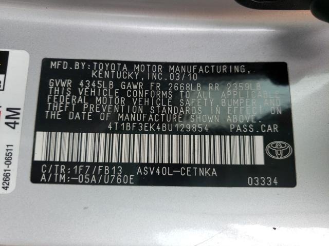 Photo 9 VIN: 4T1BF3EK4BU129854 - TOYOTA CAMRY BASE 