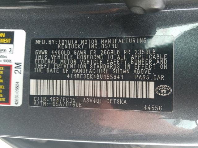 Photo 9 VIN: 4T1BF3EK4BU155841 - TOYOTA CAMRY BASE 