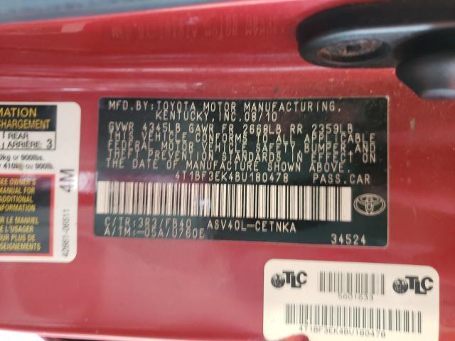 Photo 9 VIN: 4T1BF3EK4BU180478 - TOYOTA CAMRY BASE 