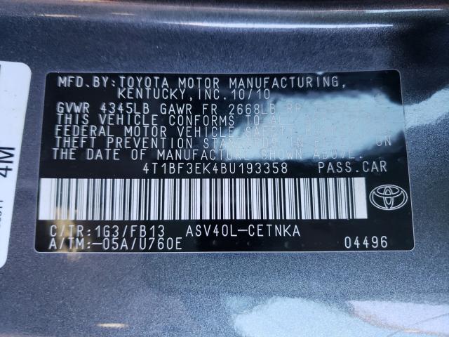 Photo 9 VIN: 4T1BF3EK4BU193358 - TOYOTA CAMRY BASE 