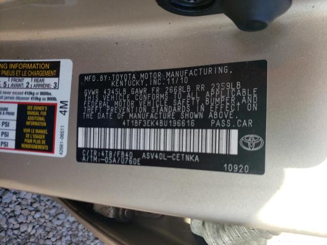 Photo 9 VIN: 4T1BF3EK4BU196616 - TOYOTA CAMRY BASE 