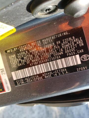 Photo 11 VIN: 4T1BF3EK4BU230764 - TOYOTA CAMRY BASE 