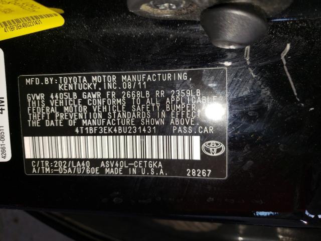 Photo 9 VIN: 4T1BF3EK4BU231431 - TOYOTA CAMRY BASE 