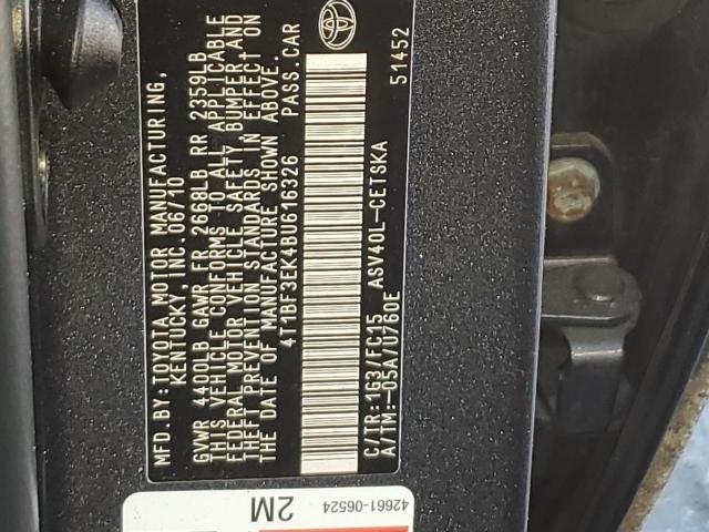 Photo 11 VIN: 4T1BF3EK4BU616326 - TOYOTA CAMRY BASE 