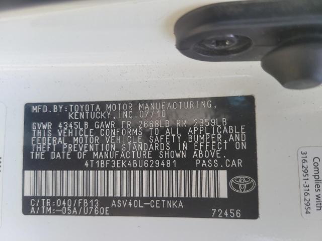 Photo 9 VIN: 4T1BF3EK4BU629481 - TOYOTA CAMRY 