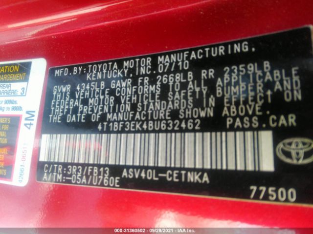 Photo 8 VIN: 4T1BF3EK4BU632462 - TOYOTA CAMRY 