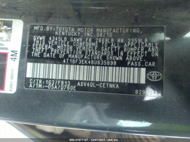 Photo 8 VIN: 4T1BF3EK4BU635698 - TOYOTA CAMRY 